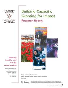 Building Capacity, Granting for Impact Research Report Building healthy and