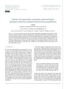 Geogr. Helv., 68, 81–93, 2013 www.geogr-helv.netdoi:gh © Author(sCC Attribution 3.0 License.  Leibniz and geography: geologist, paleontologist,