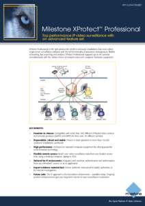 XPP 6.0 FACTSHEET  Milestone XProtect™ Professional Top performance IP video surveillance with an advanced feature set. XProtect Professional is the right product for small to mid-sized installations that need robust