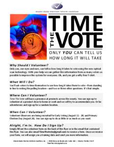 TIME VOTE ONLY YOU CAN TELL US HOW LONG IT WILL TAKE  Why Should I Volunteer?