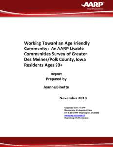 AARP Livable Communities Survey of Greater Des Moines/Polk County Iowa Residens 50+