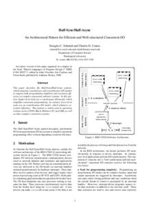 Half-Sync/Half-Async An Architectural Pattern for Efficient and Well-structured Concurrent I/O Douglas C. Schmidt and Charles D. Cranor [removed] and [removed] Department of Computer Science Washin