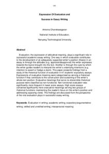 206  Expression Of Evaluation and Success in Essay Writing  Antonia Chandrasegaran