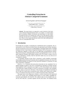 Controlling Extraction in Abstract Categorial Grammars Sylvain Pogodalla1 and Florent Pompigne2 1  