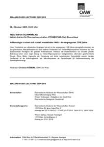 EDUARD SUESS LECTURES[removed]Oktober 2009, 18:15 Uhr