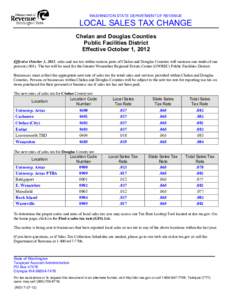 Sales tax / Wenatchee /  Washington / Washington / Tax / Use tax / Chelan County /  Washington / Public economics / State governments of the United States / Chelan County Public Utility District / State taxation in the United States / Wenatchee – East Wenatchee metropolitan area / Sales taxes in the United States