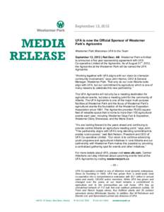 September 12, 2012  MEDIA RELEASE  UFA is now the Official Sponsor of Westerner