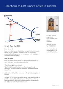 Directions to Fast Track’s office in Oxford  Fast Track 100 Ltd Angel Court 81 St Clements Street Oxford