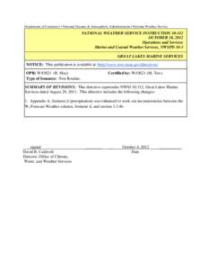 Department of Commerce • National Oceanic & Atmospheric Administration • National Weather Service  NATIONAL WEATHER SERVICE INSTRUCTION[removed]OCTOBER 18, 2012 Operations and Services Marine and Coastal Weather Servi