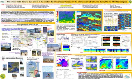 The summer 2012 Saharan dust season in the western Mediterranean with focus on the intense event of late June during the Pre-ChArMEx campaign F. Dulac1, J.B. Nicolas1, J. Sciare1, M. Mallet2, J.-F. Léon2, V. Pont2, M. S