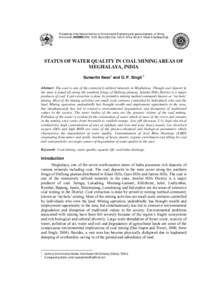 Environmental science / Environmental issues with mining / Water pollution / Acid mine drainage / Water quality / Meghalaya / Mining / Coal / Lad Rymbai / Environment / Earth / Water