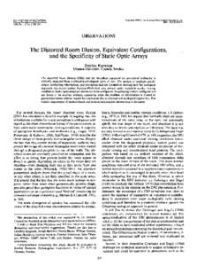 RunesonThe distorted room illusion, equivalent configurations, and the specificity of static optic arrays