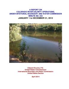 A REPORT ON COLORADO RIVER SALINITY OPERATIONS, UNDER INTETIONAL BOUNDARY AND WATER COMMISSION MINUTE NO[removed]JANUARY 1 to DECEMBER 31, 2012
