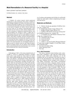 Building biology / Occupational safety and health / Oxidizing agents / Antiseptics / Chlorine / Mold growth /  assessment /  and remediation / Sterilization / Hydrogen peroxide / Vaporized hydrogen peroxide / Chemistry / Health / Disinfectants