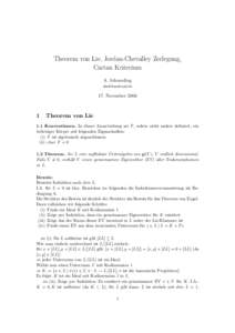 Theorem von Lie, Jordan-Chevalley Zerlegung, Cartan Kriterium A. Schmeding