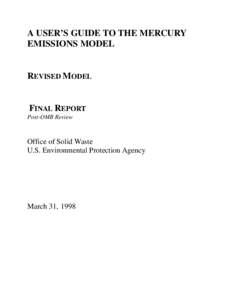 A USER’S GUIDE TO THE MERCURY EMISSIONS MODEL REVISED MODEL  FINAL REPORT