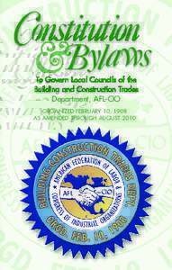 Constitution &Bylaws To Govern Local Councils of the Building and Construction Trades Department, AFL-CIO