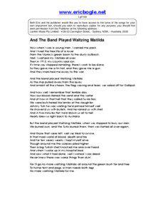 Both Eric and his publisher would like you to have access to the lyrics of his songs for your own enjoyment but, should you wish to reproduce copies for any purpose, you should first seek permission from the Publisher at the following address: Larrikin Music Pty Limited[removed]Carrington Street, - Sydney, NSW, - Australia, 2000