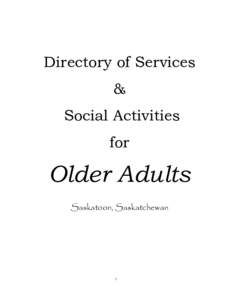 Directory of Services & Social Activities for  Older Adults