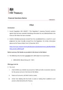 Financial Sanctions Notice[removed]Libya Introduction