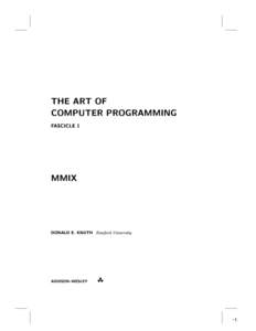 THE ART OF COMPUTER PROGRAMMING FASCICLE 1 MMIX