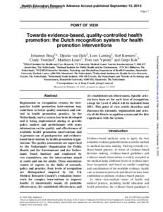 Health Education Research Advance Access published September 13, 2010  HEALTH EDUCATION RESEARCH Pages 7