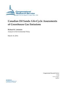 Canadian Oil Sands: Life-Cycle Assessments of Greenhouse Gas Emissions