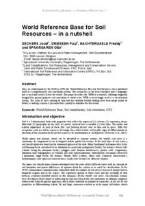 World Reference Base for Soil Resources – in a nutshell