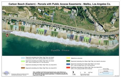 Carbon Beach (Eastern) - Parcels with Public Access Easements - Malibu, Los Angeles Co.  Coa st