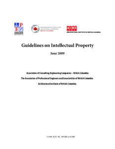 Guidelines on Intellectual Property June 2009 Association of Consulting Engineering Companies – British Columbia The Association of Professional Engineers and Geoscientists of British Columbia Architectural Institute o