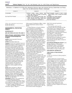 [removed]Federal Register / Vol. 78, No[removed]Monday, July 22, [removed]Rules and Regulations APPENDIX L TO SUBPART A OF PART 82—APPROVED CRITICAL USES AND LIMITING CRITICAL CONDITIONS FOR THOSE USES FOR THE 2013 CONTROL 