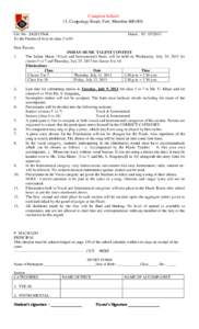 Campion School 13, Cooperage Road, Fort, Mumbai[removed]Cir. No. :[removed]Sch To the Parents of boys in class 5 to10  Dated : [removed]