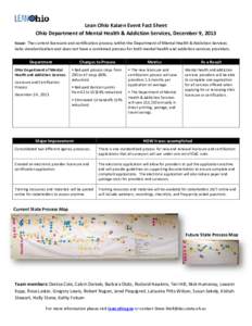 Lean Ohio Kaizen Event Fact Sheet Ohio Department of Mental Health & Addiction Services, December 9, 2013 Issue: The current licensure and certification process within the Department of Mental Health & Addiction Services