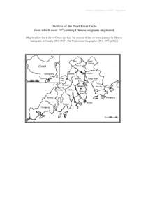 Chinese Settlement in NSW - Migration  Districts of the Pearl River Delta from which most 19th century Chinese migrants originated [Map based on that in David Chuen-yan Lai, ‘An analysis of data on home journeys by Chi