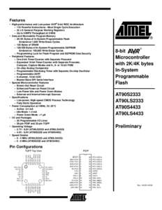 Features • High-performance and Low-power AVR® 8-bit RISC Architecture •  •