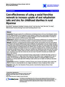 Development / Costs / Body water / Gastroenterology / Oral rehydration therapy / Global health / Diarrhea / Incremental cost-effectiveness ratio / Social franchising / Medicine / Health / Health economics