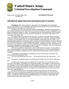 United States Army Criminal Investigation Command Media contact: CID Public Affairs Office[removed]FOR IMMEDIATE RELEASE