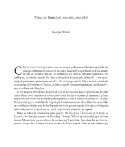 Maurice Blanchot, son ami, son allié  Georges HANSEL