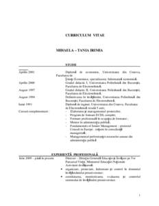 Microsoft Word - CV TANIA IRIMIA.doc