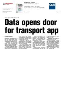 쎲 TRANSLINK RELEASE  Data opens door for transport app Felicity Caldwell BRISBANE could soon have a