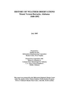 WEATHER OBSERVING HISTORY FOR