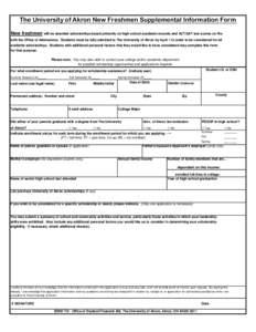 New Freshmen Supplemental Form[removed]xls