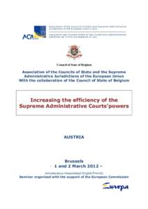 Council of State of Belgium  Association of the Councils of State and the Supreme Administrative Jurisdictions of the European Union With the collaboration of the Council of State of Belgium