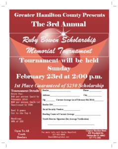 Greater Hamilton County Presents  The 3rd Annual Tournament will be held Sunday