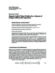 Singular Initial Value Problem for a System of Integro-Differential Equations