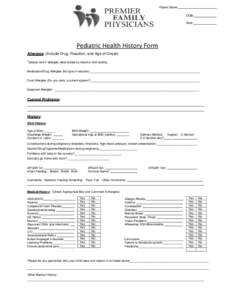 Microsoft Word - Pediatric Medical History Form