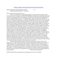 Southern Campaign American Revolution Pension Statements & Rosters Pension Application of William Dunnavant S8365 Transcribed and annotated by C. Leon Harris. VA