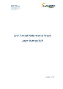 2014 Annual Performance Report Upper Burnett Bulk October 2014  Table of Contents