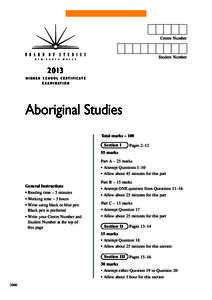 2013 HSC Aboriginal Studies