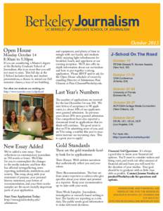 UC BERKELEY  Open House Monday October 14 8:30am to 5:30pm